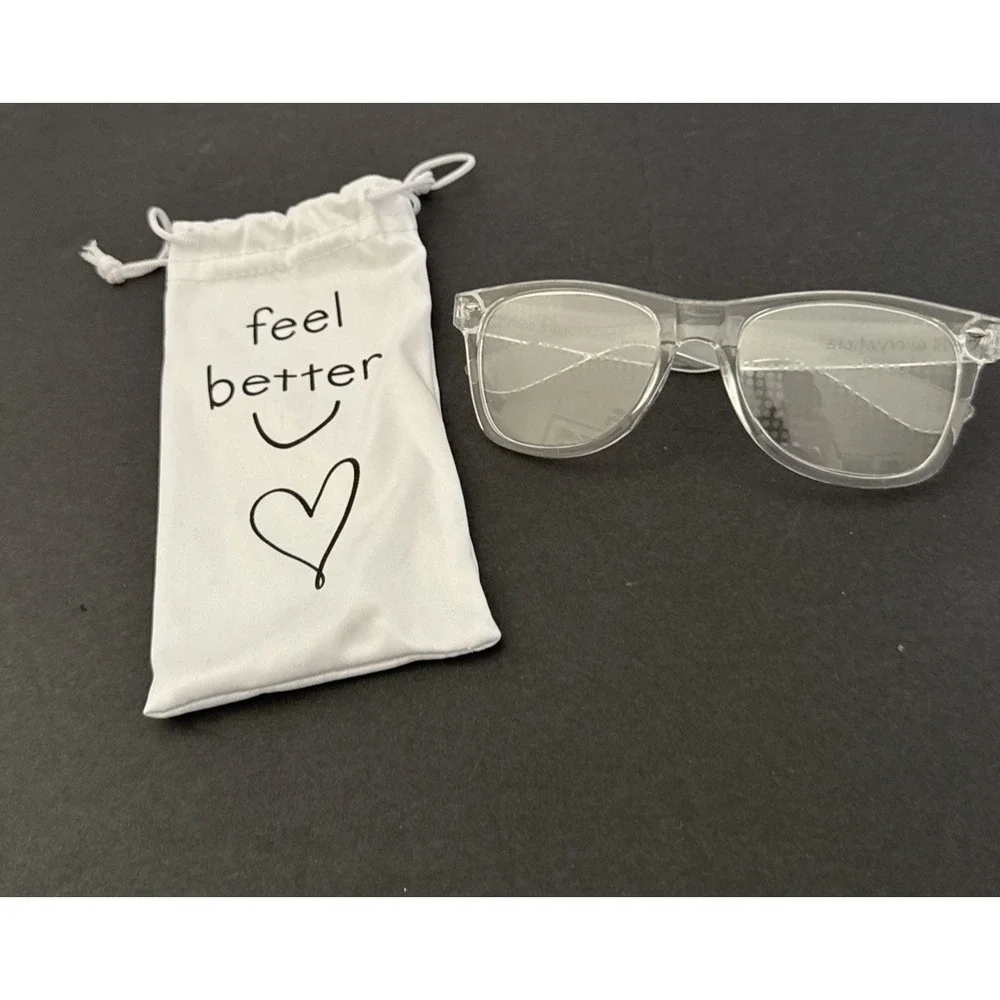 Heart‎ Effect Diffraction Glasses With Clear Frames And Silk Case 